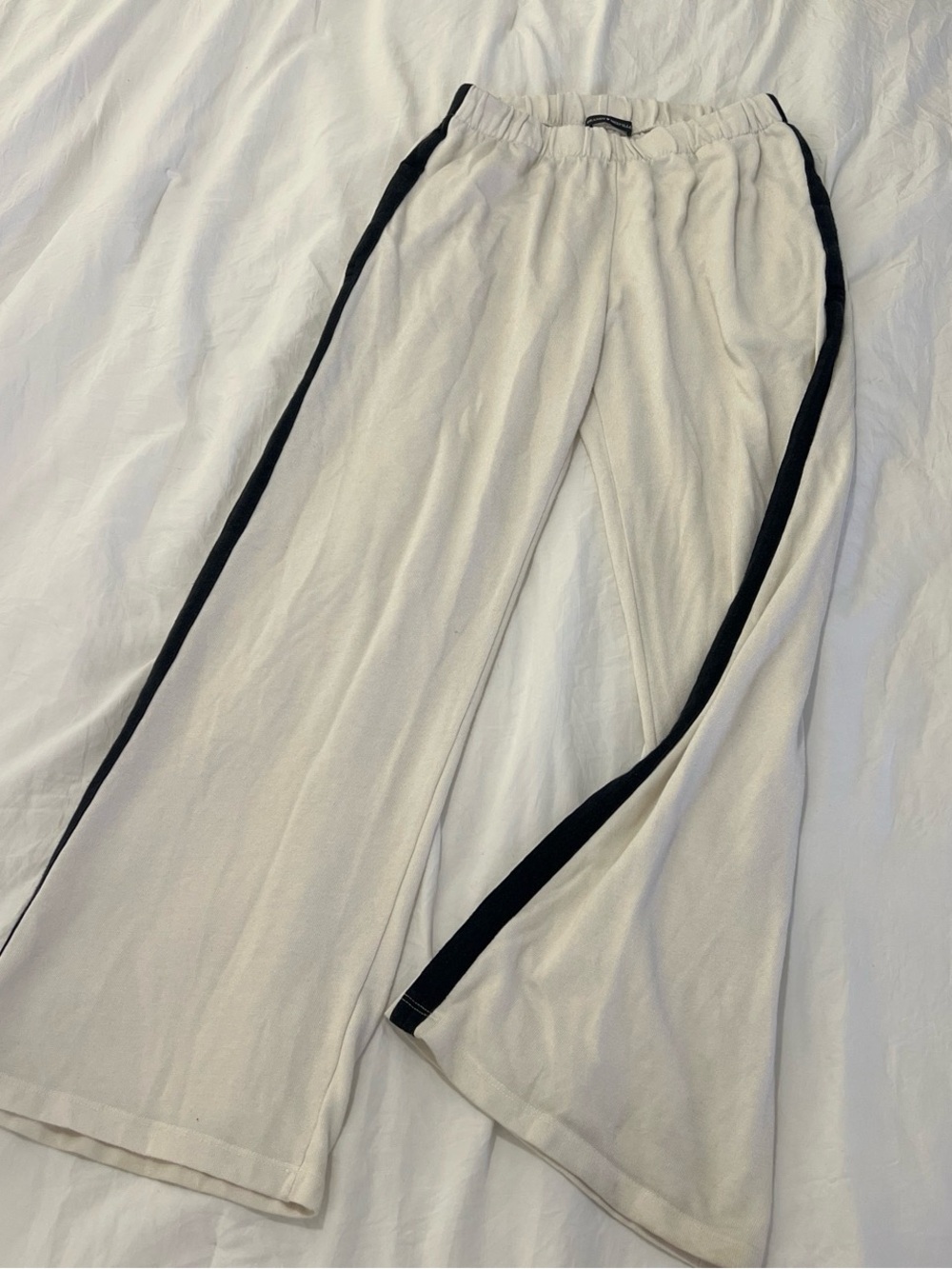 Brandy Melville White Sweats with Black Stripe